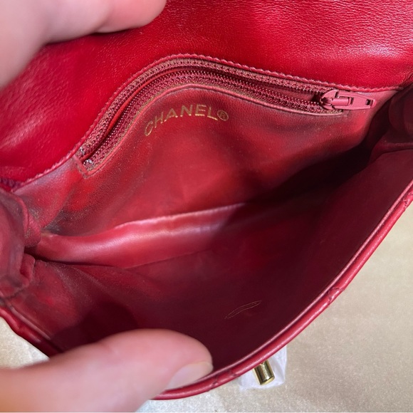 💕SOLD💕Chanel CC red quilted leather belt bag bum bag vintage - Picture 9 of 15